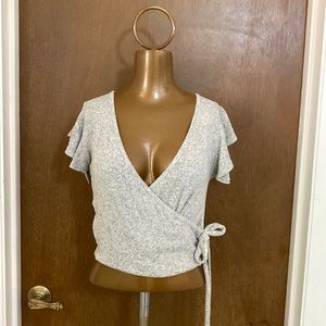 Caution to the Wind Small Grey crop top